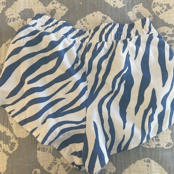 aviator nation jogger sweat shorts size small tiger print blue - Picture 2 of 4